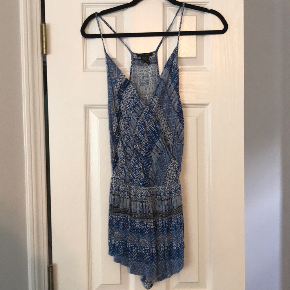 Blue/white patterned romper